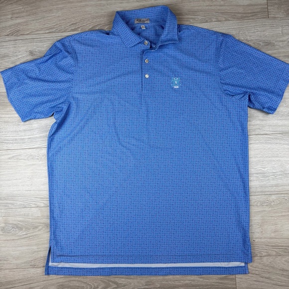 Peter Millar Other - Peter Millar Summer Comfort Blue Geometric Pattern Golf Polo Shirt Mens XL